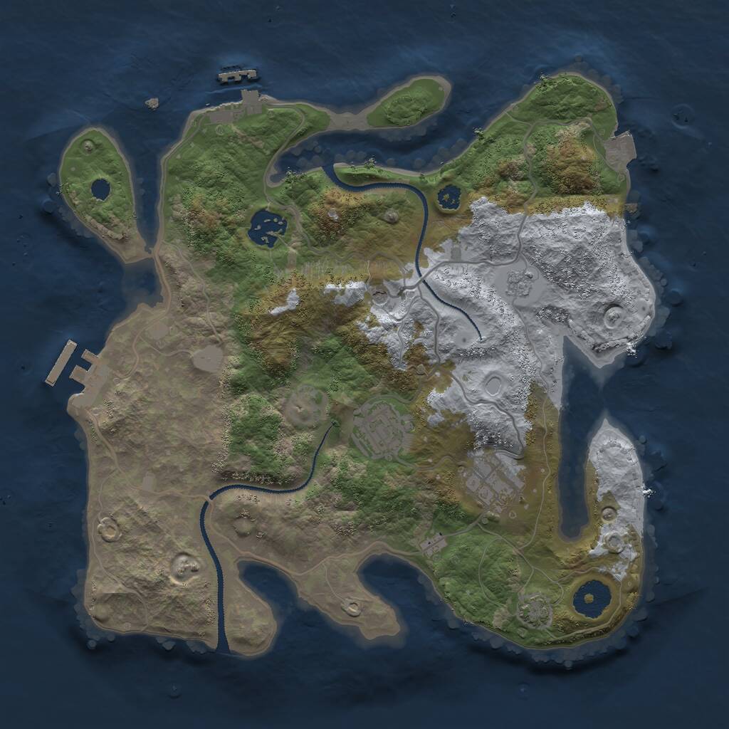 Rust Map: Procedural Map, Size: 3000, Seed: 729683536, 9 Monuments