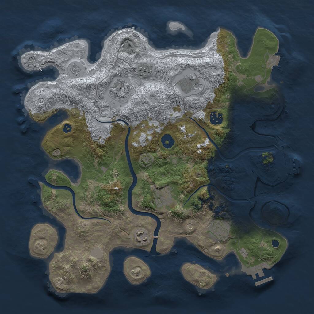 Rust Map: Procedural Map, Size: 3500, Seed: 1062690653, 13 Monuments