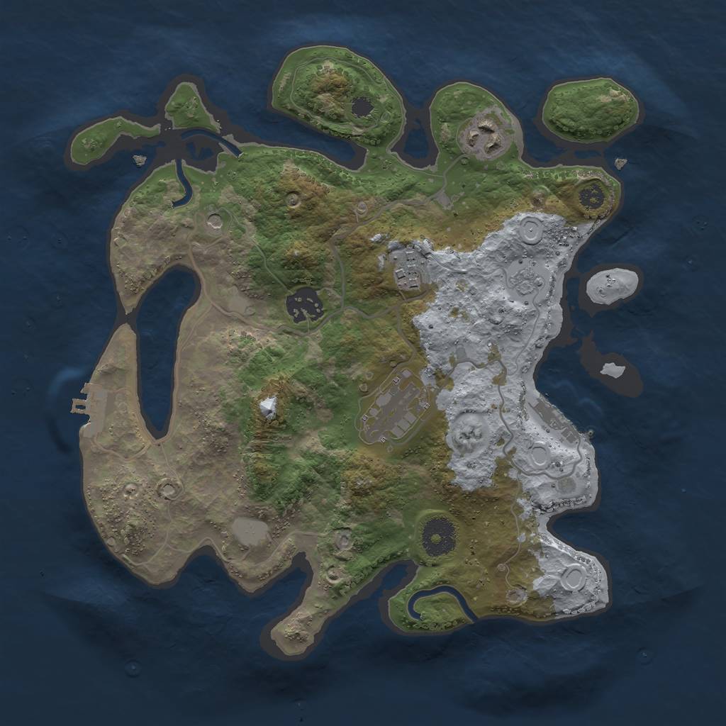 Rust Map: Procedural Map, Size: 3000, Seed: 647387, 13 Monuments