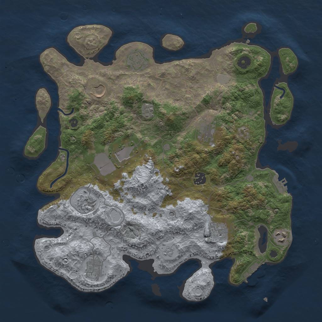 Rust Map: Procedural Map, Size: 3750, Seed: 65423, 19 Monuments