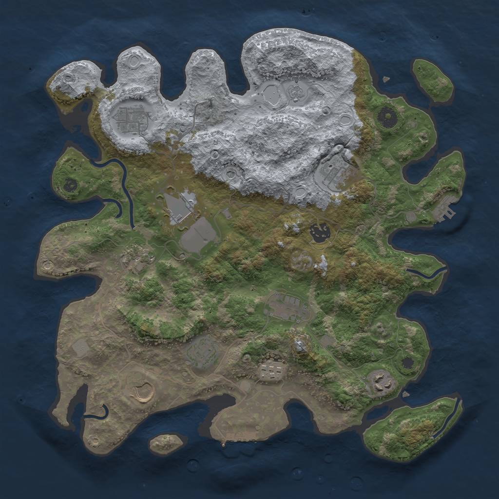 Rust Map: Procedural Map, Size: 3700, Seed: 128756116, 19 Monuments