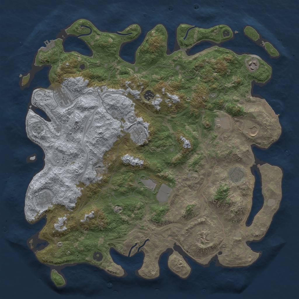 Rust Map: Procedural Map, Size: 4500, Seed: 1642490576, 20 Monuments