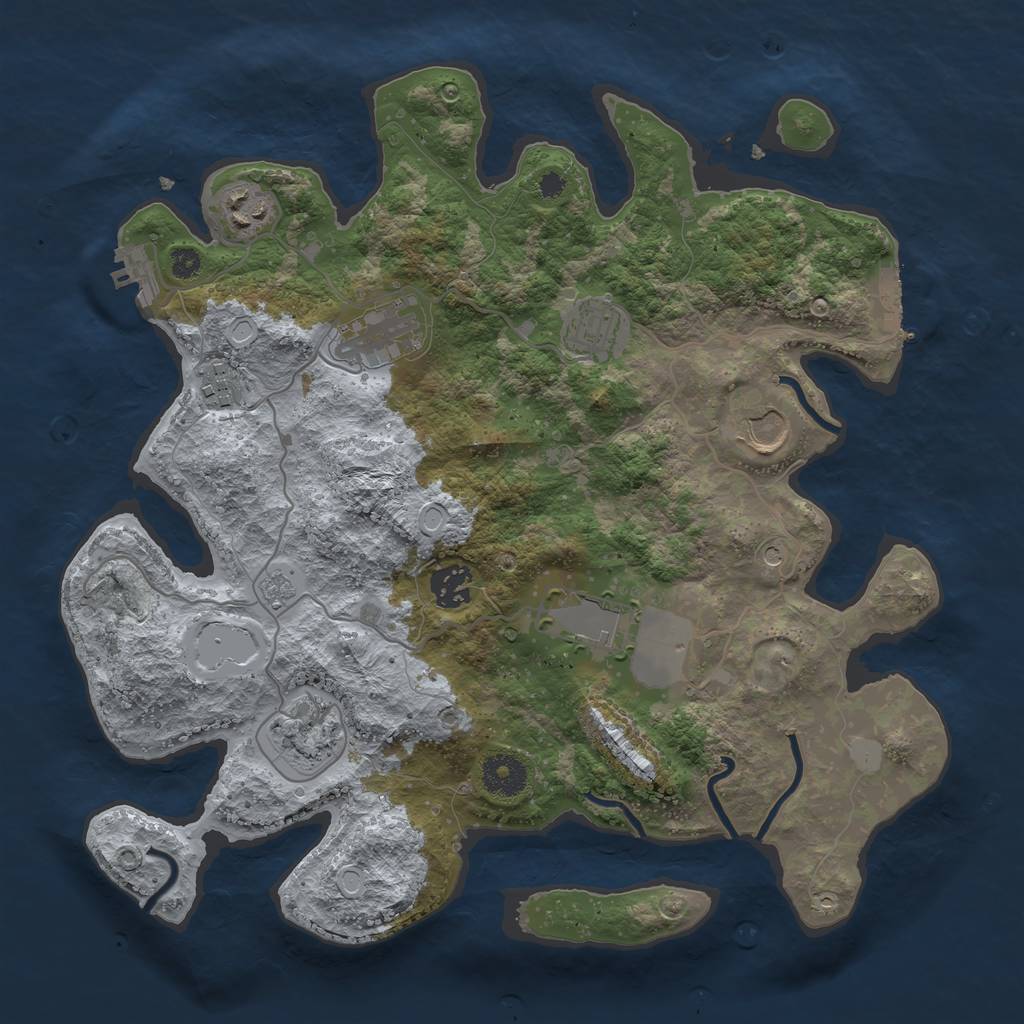 Rust Map: Procedural Map, Size: 3500, Seed: 1941972166, 17 Monuments