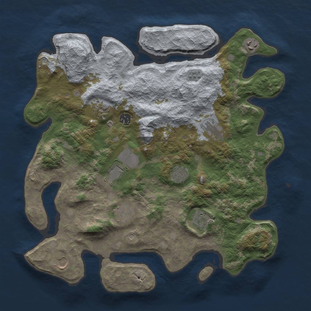Rust Map: Barren, Size: 4000, Seed: 1512739086, 13 Monuments