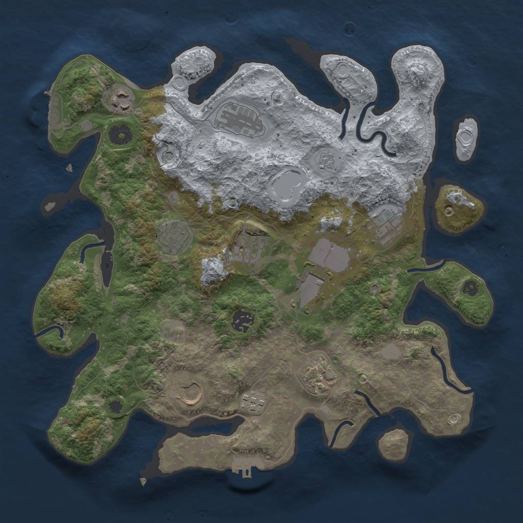 Rust Map: Procedural Map, Size: 3550, Seed: 1143539062, 19 Monuments