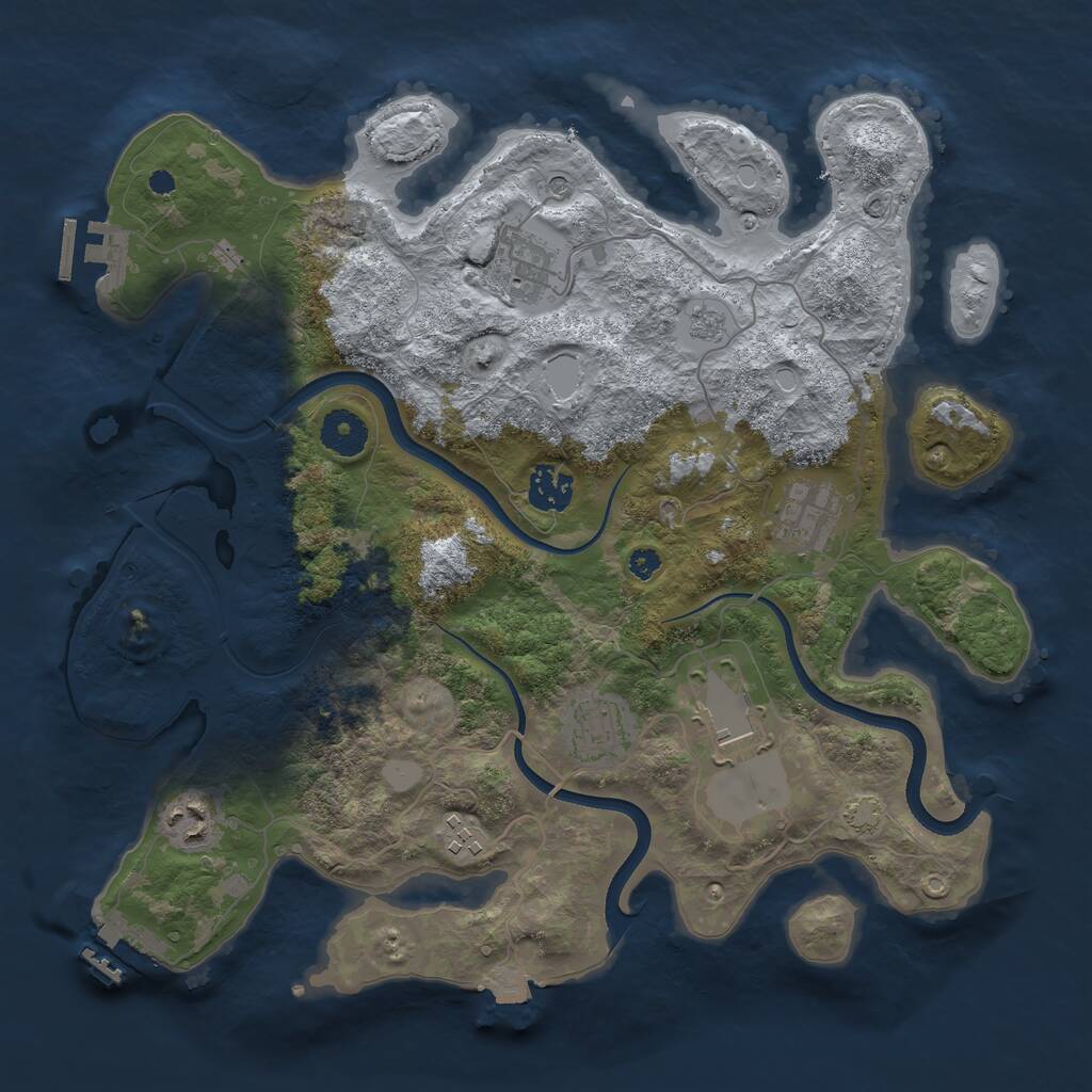 Rust Map: Procedural Map, Size: 3550, Seed: 1143539062, 13 Monuments