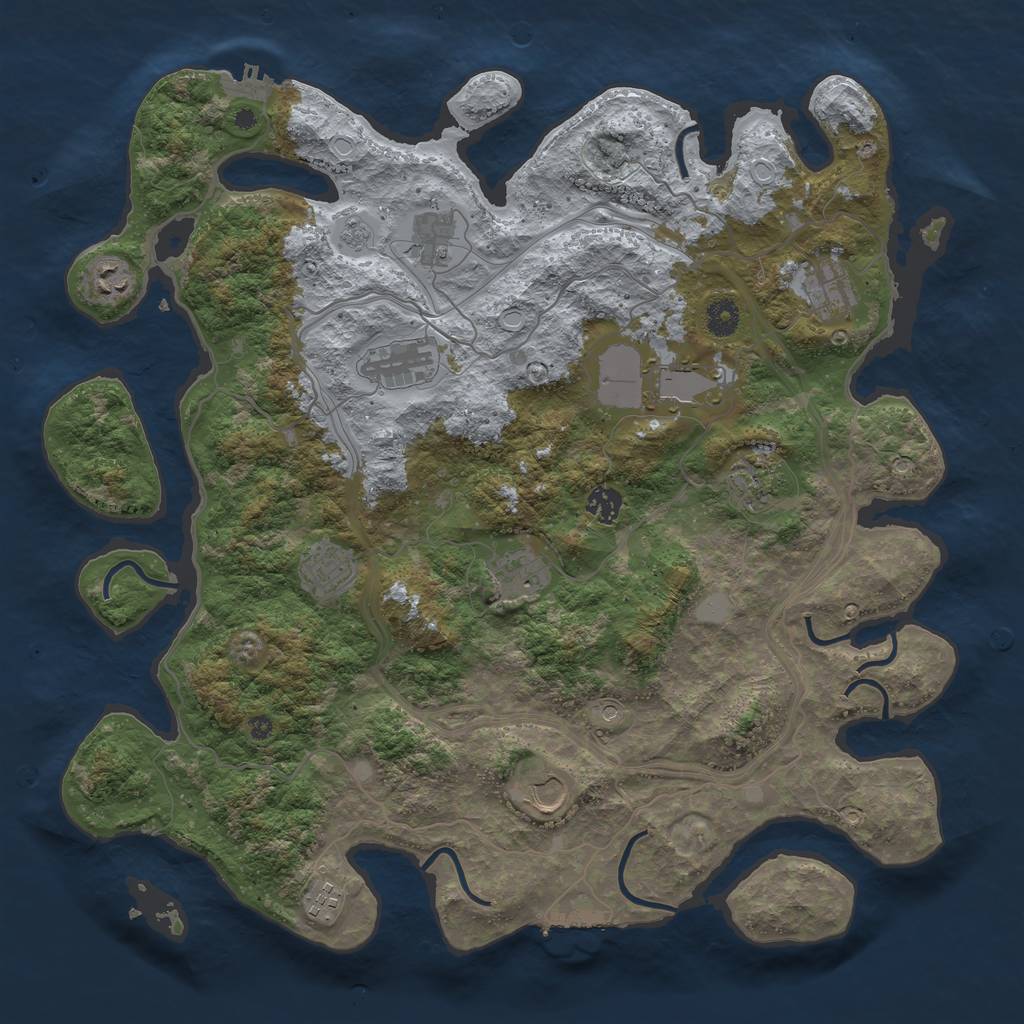 Rust Map: Procedural Map, Size: 4250, Seed: 1127648390, 20 Monuments