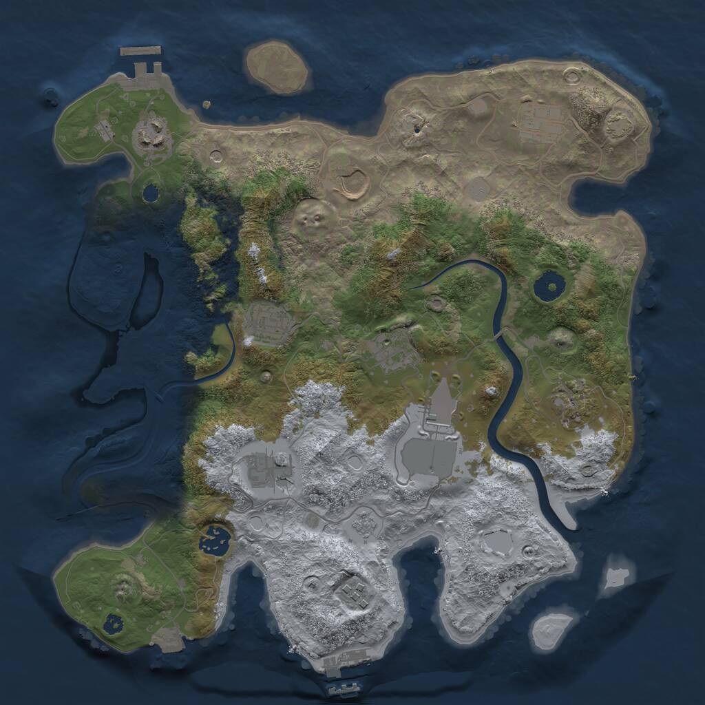 Rust Map: Procedural Map, Size: 3500, Seed: 88985479, 16 Monuments