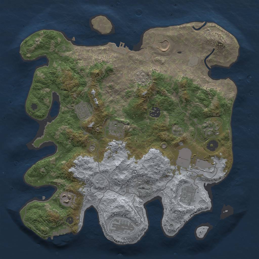 Rust Map: Procedural Map, Size: 3500, Seed: 88985479, 19 Monuments