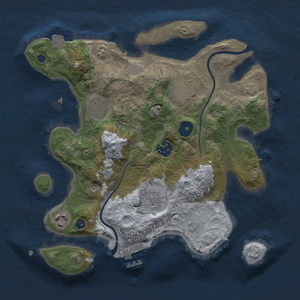 Rust Map: Procedural Map, Size: 3000, Seed: 734688174, 10 Monuments