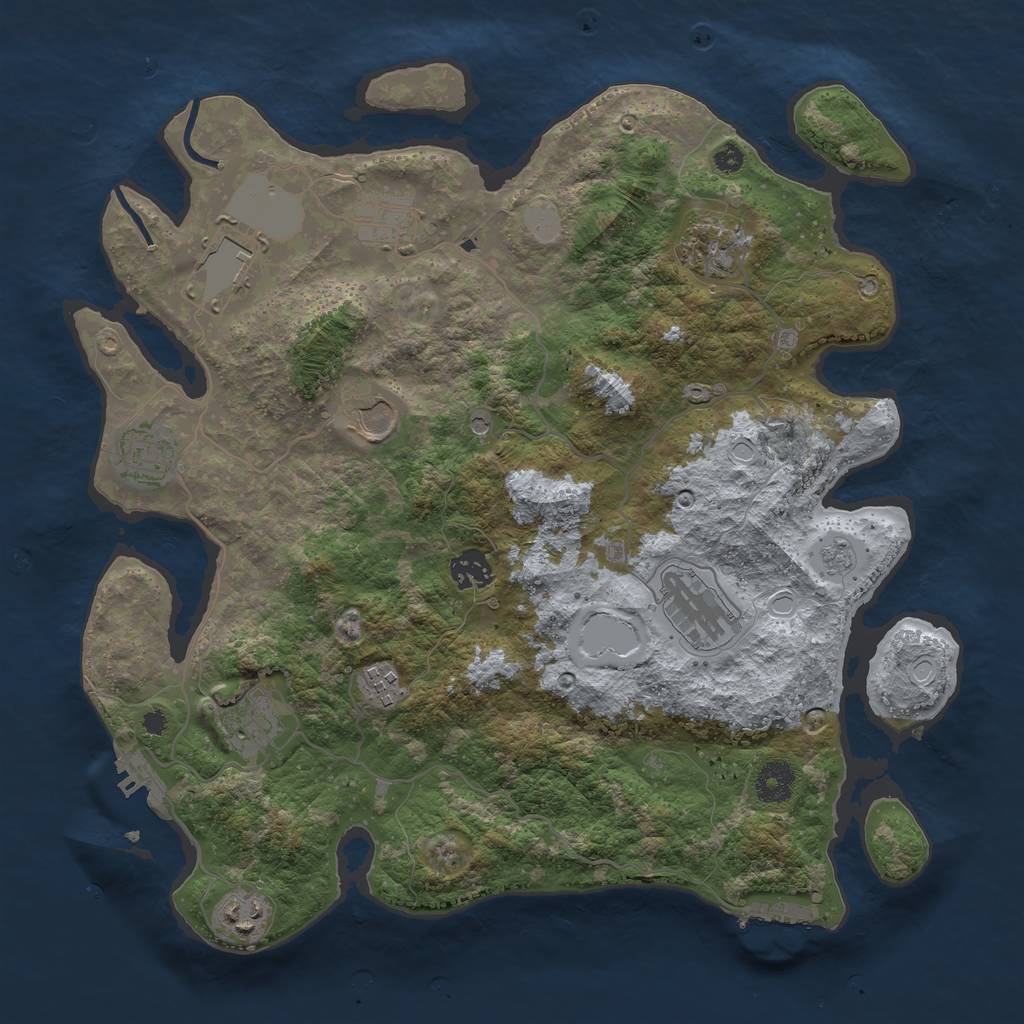 Rust Map: Procedural Map, Size: 3700, Seed: 27147301, 19 Monuments