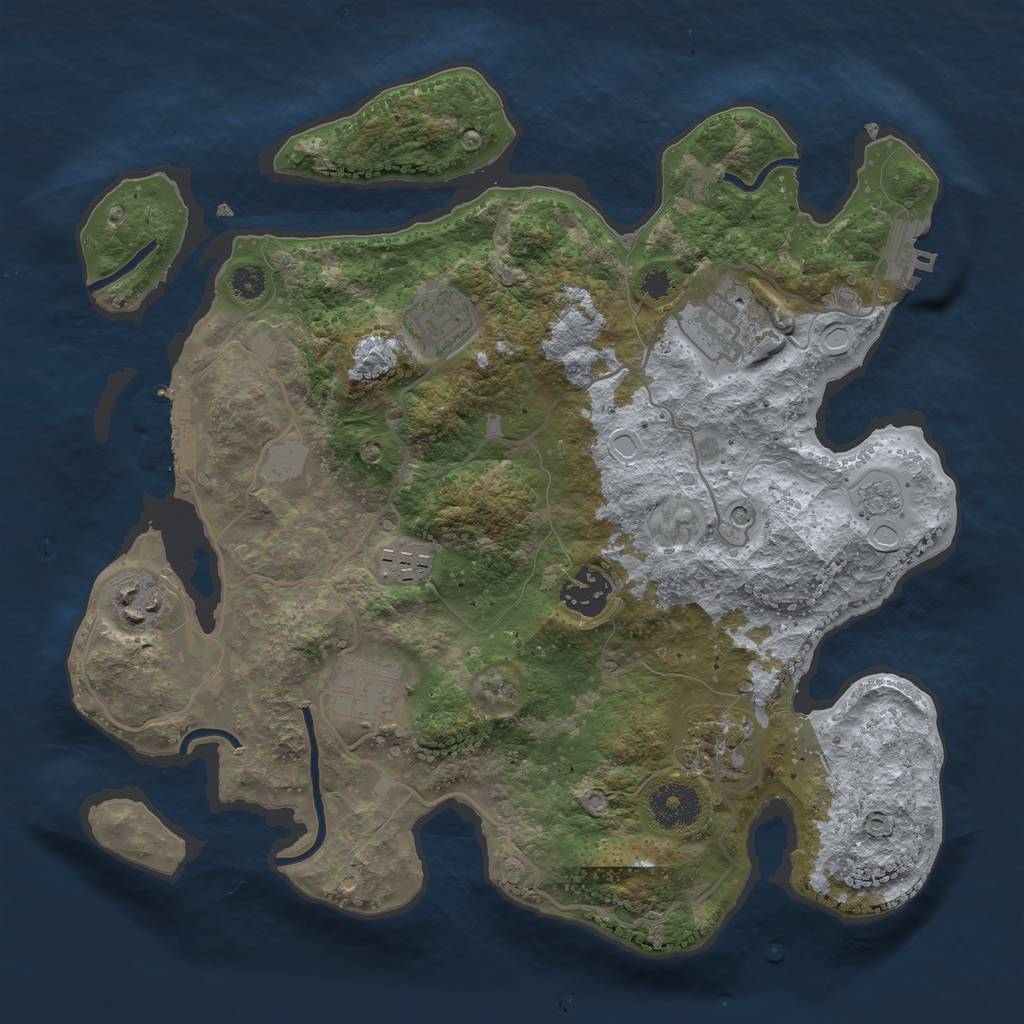 Rust Map: Procedural Map, Size: 3200, Seed: 2865, 16 Monuments