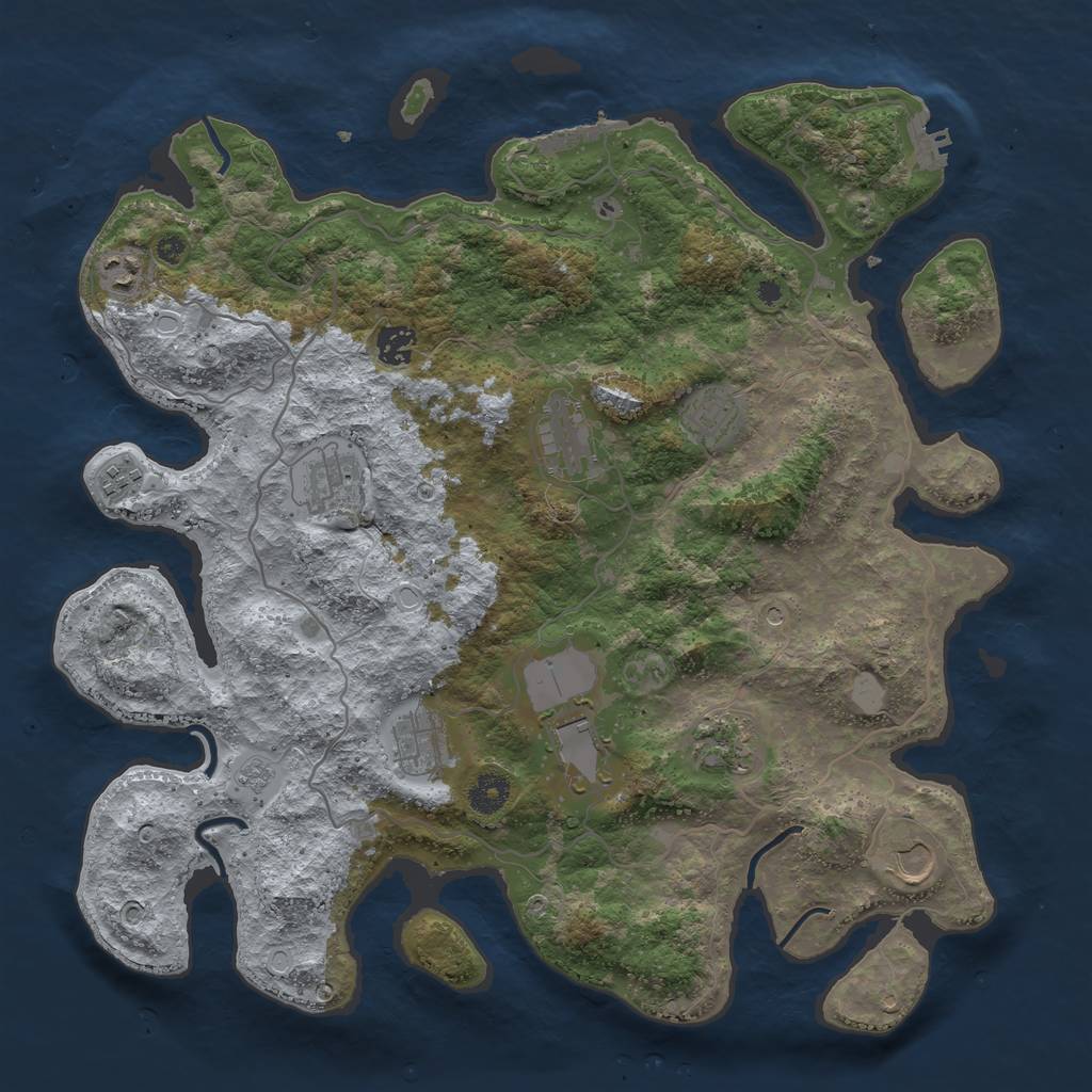 Rust Map: Procedural Map, Size: 4000, Seed: 91923339, 19 Monuments