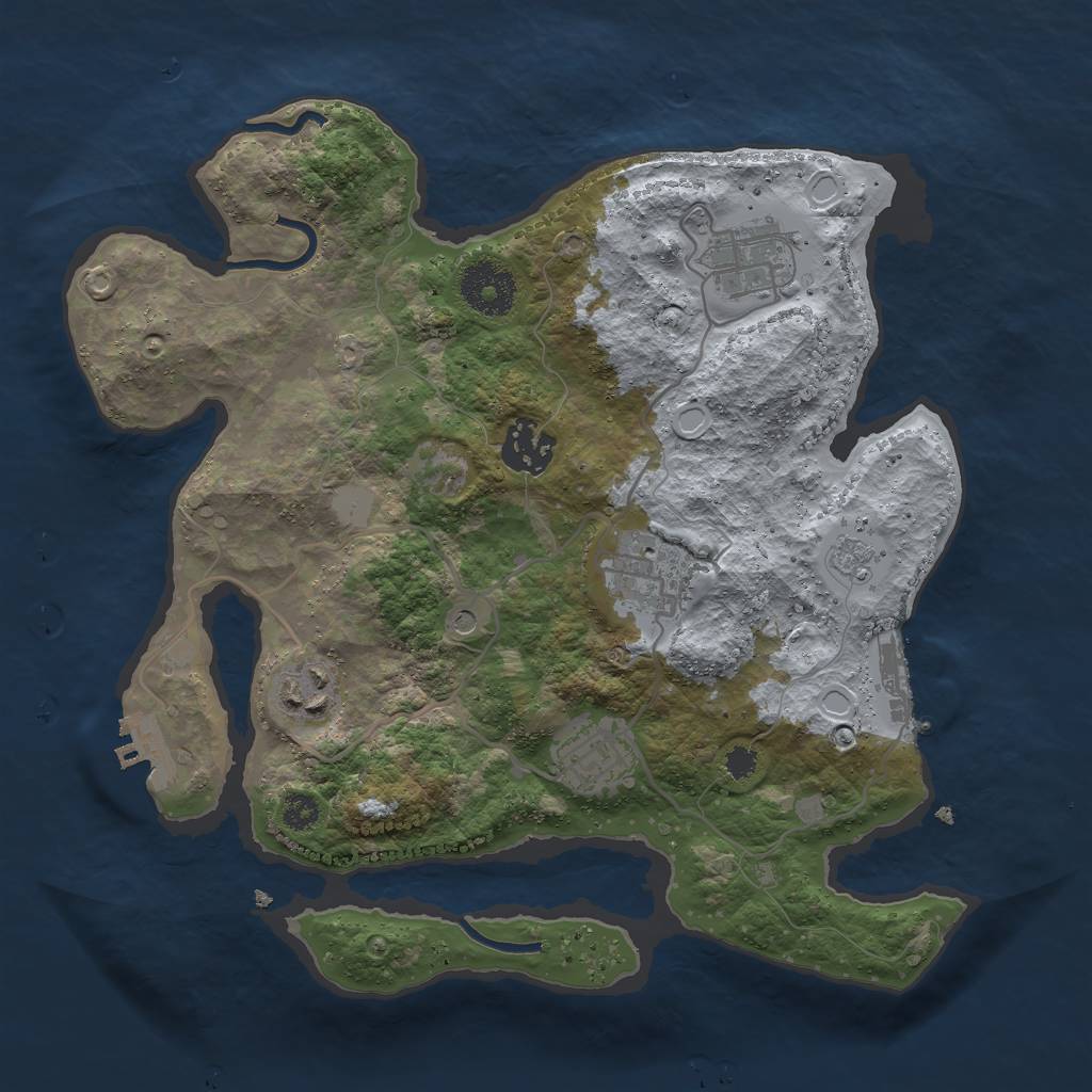 Rust Map: Procedural Map, Size: 3000, Seed: 654833313, 14 Monuments