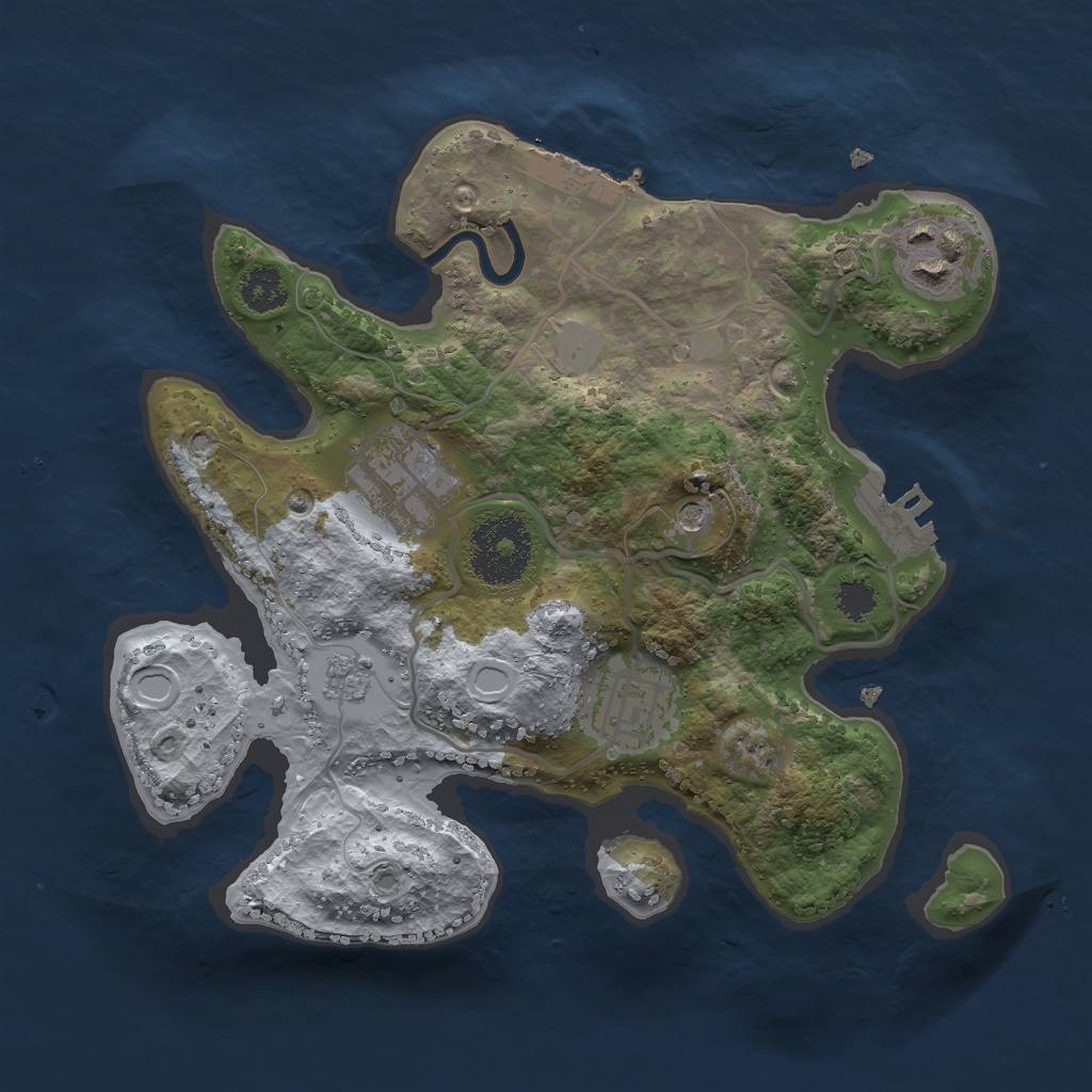 Rust Map: Procedural Map, Size: 2500, Seed: 738648418, 12 Monuments