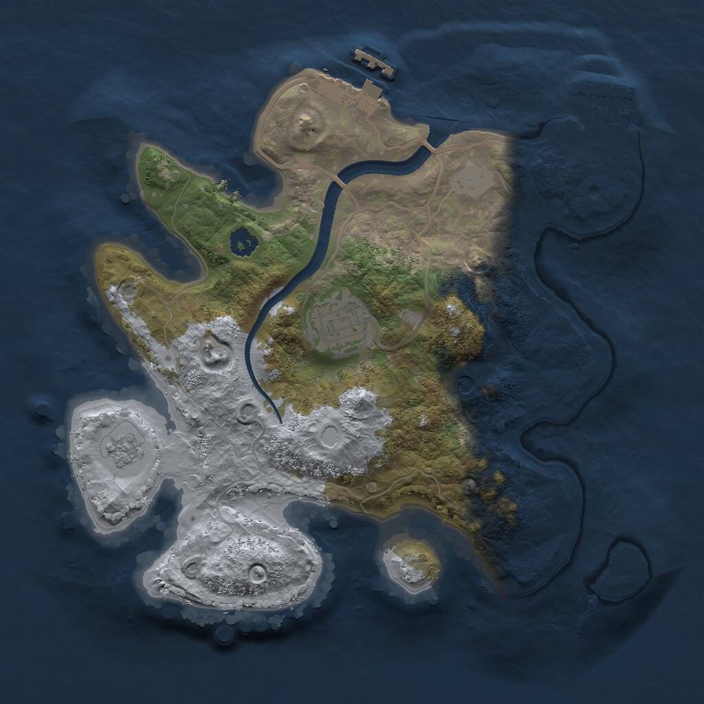 Rust Map: Procedural Map, Size: 2500, Seed: 738648418, 6 Monuments