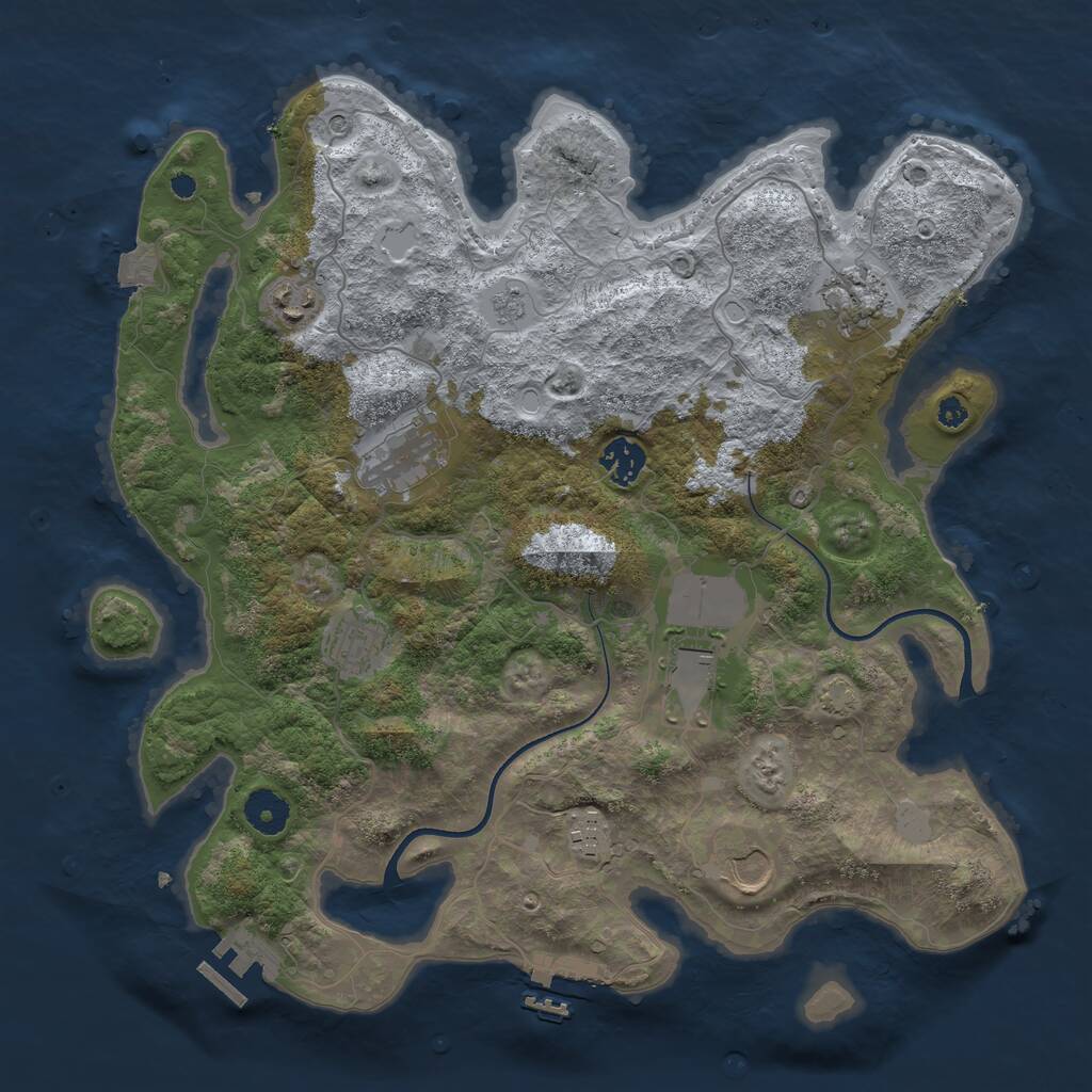 Rust Map: Procedural Map, Size: 3700, Seed: 1038183523, 14 Monuments