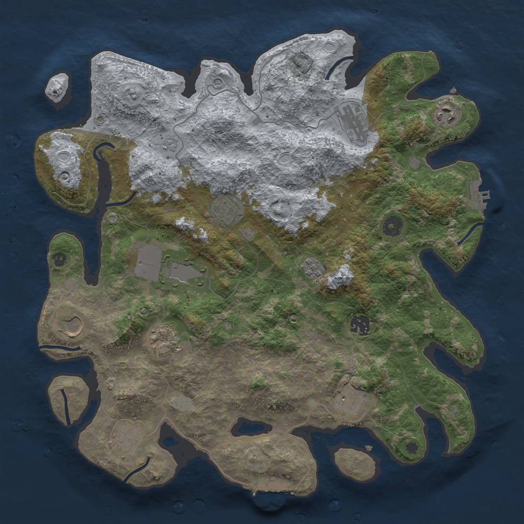 Rust Map: Procedural Map, Size: 3850, Seed: 1359720027, 19 Monuments