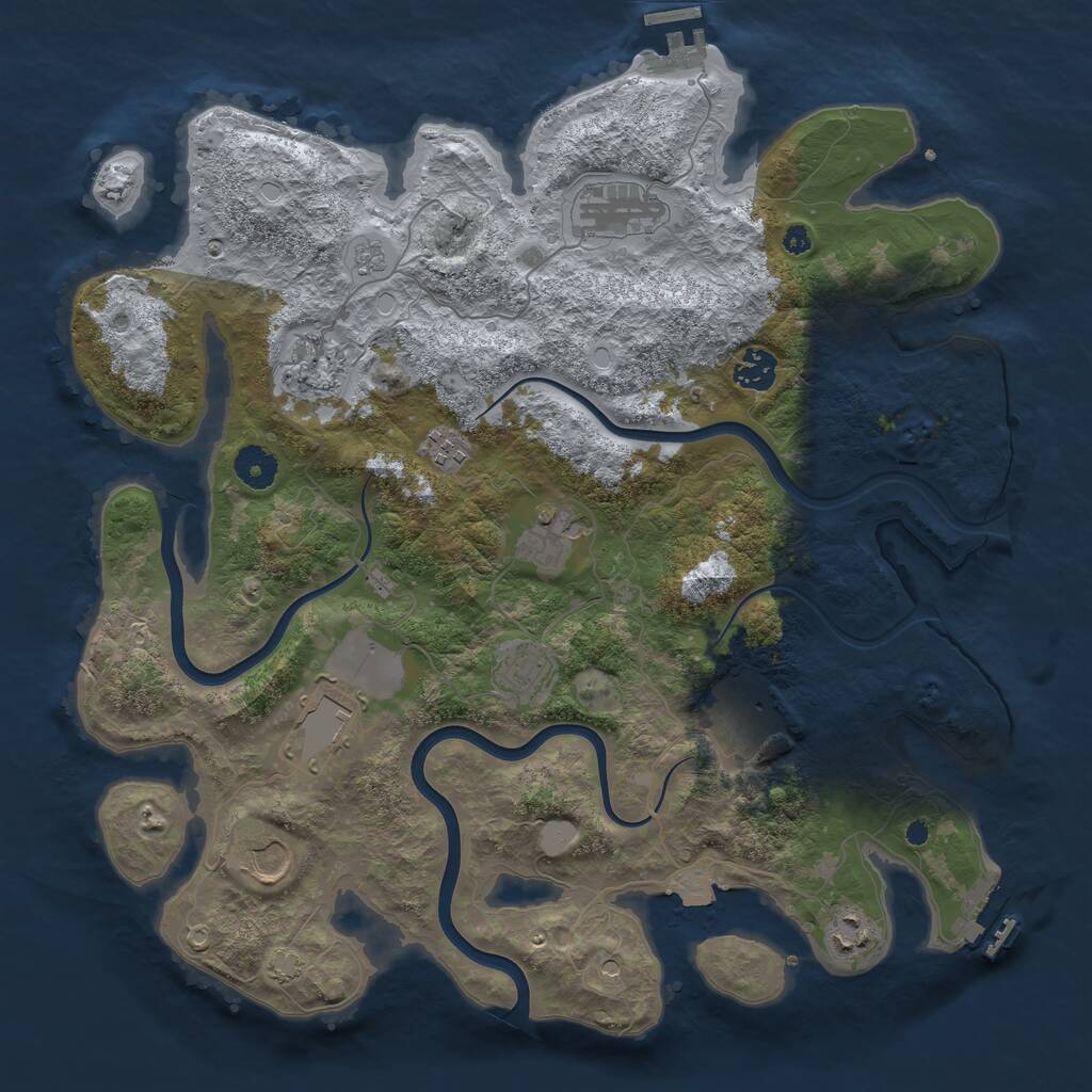 Rust Map: Procedural Map, Size: 3850, Seed: 1359720027, 16 Monuments