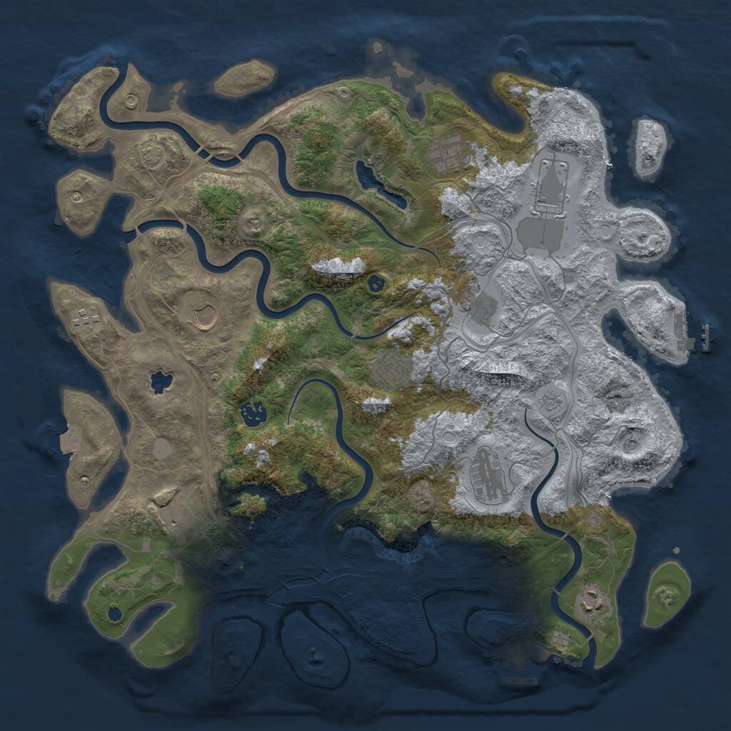 Rust Map: Procedural Map, Size: 4250, Seed: 38364130, 16 Monuments