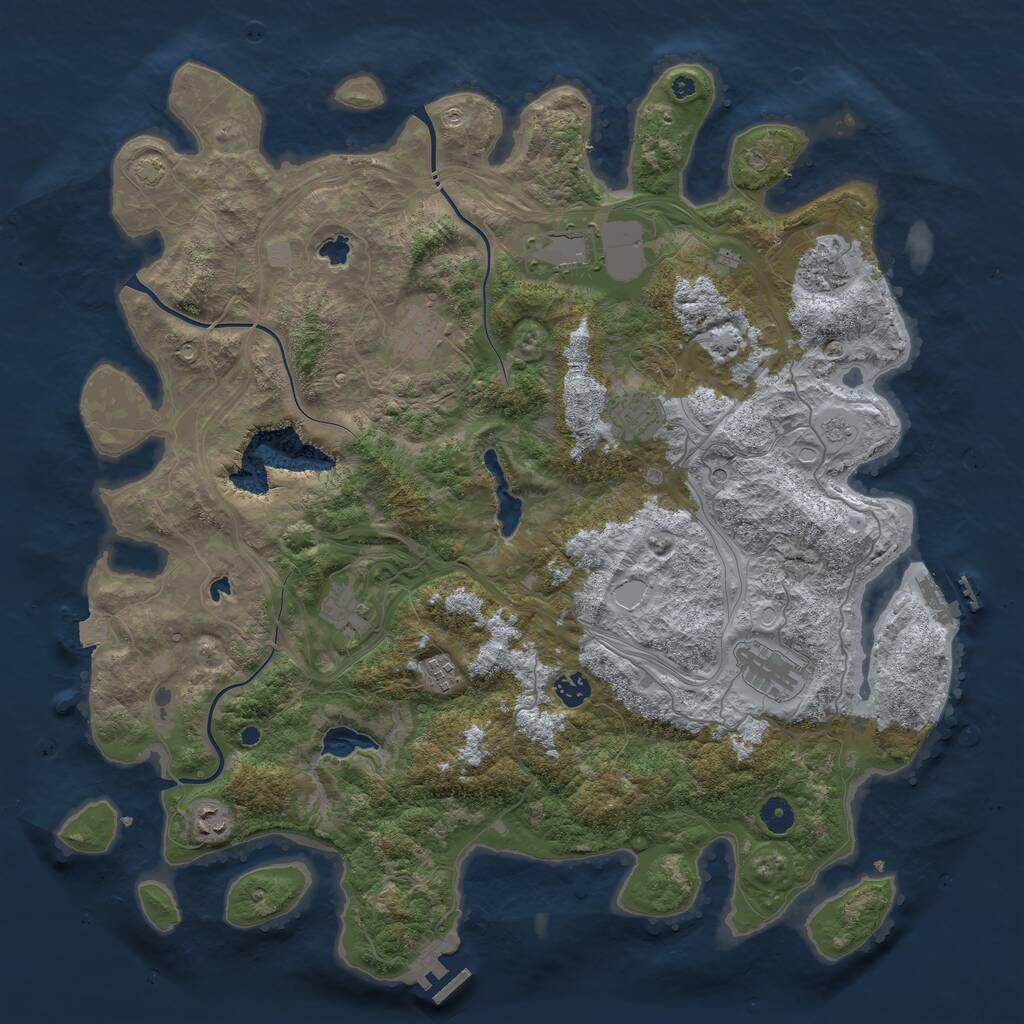 Rust Map: Procedural Map, Size: 4500, Seed: 273465444, 15 Monuments