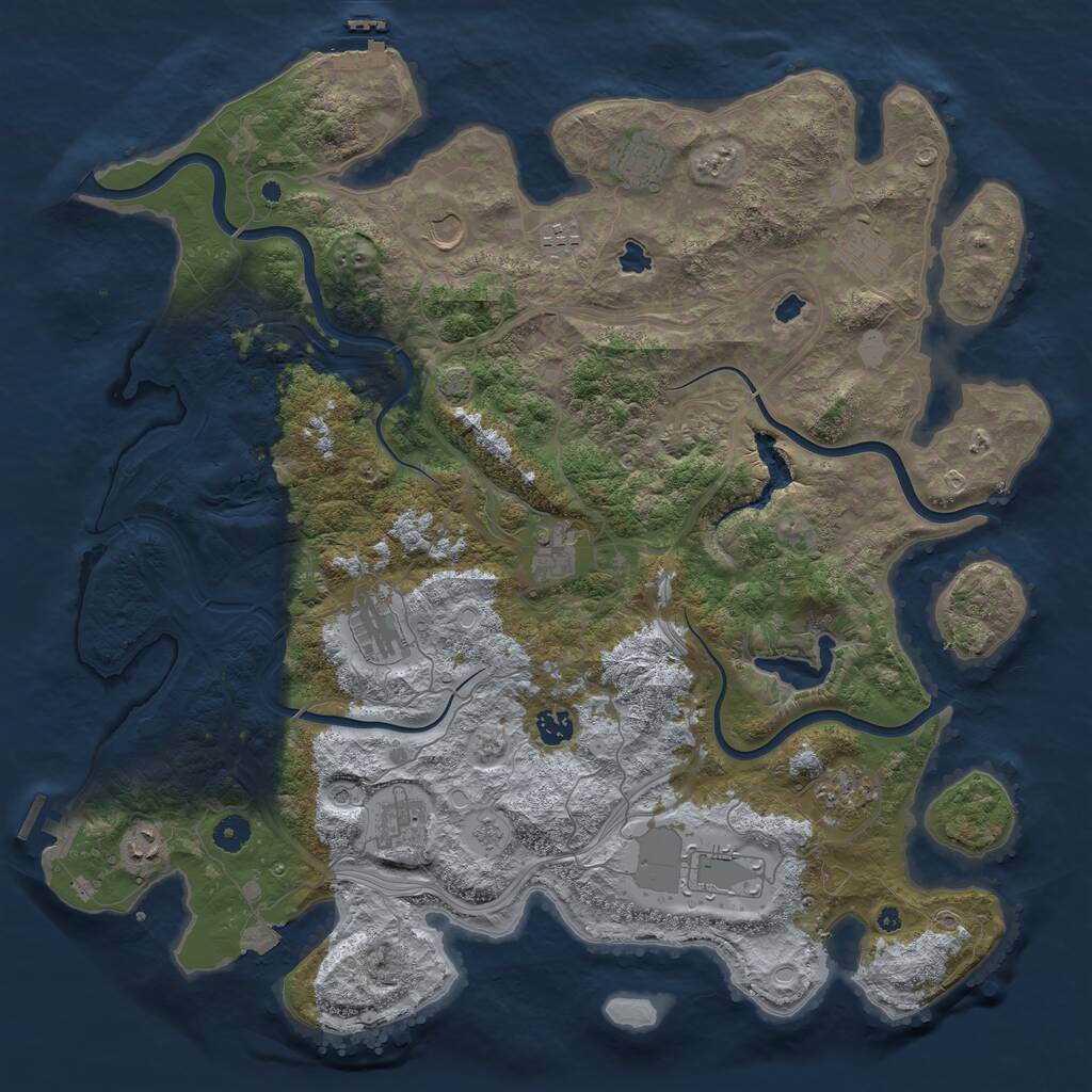 Rust Map: Procedural Map, Size: 4500, Seed: 2005169539, 17 Monuments