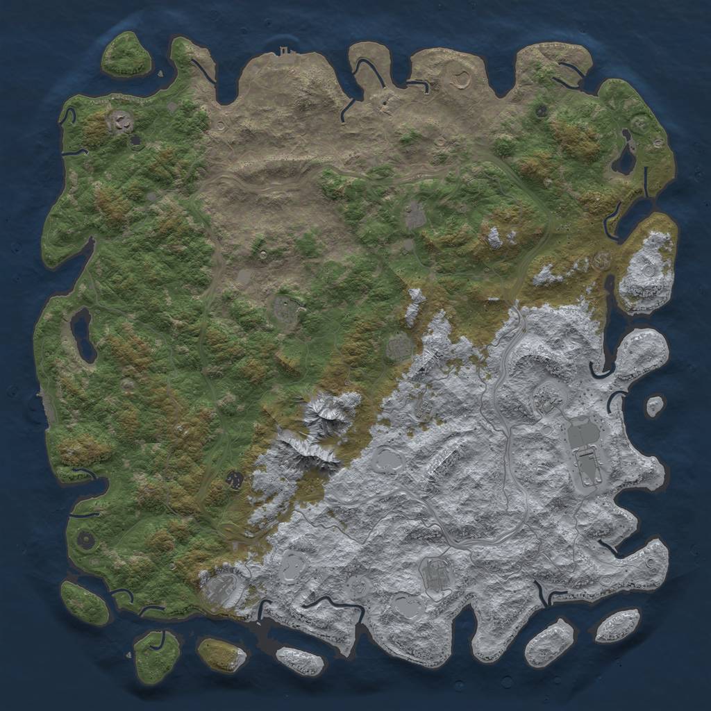 Rust Map: Procedural Map, Size: 6000, Seed: 2541855, 20 Monuments