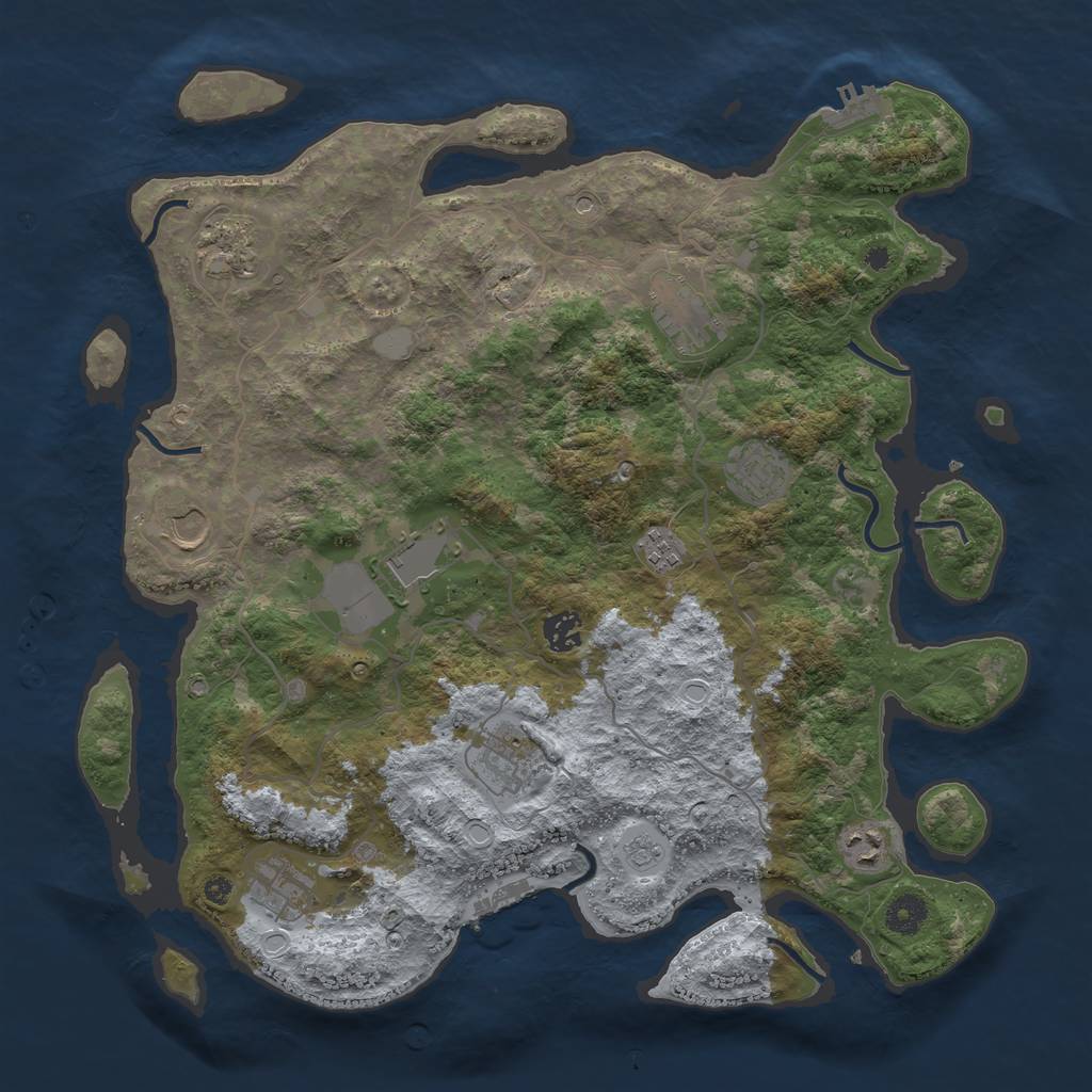 Rust Map: Procedural Map, Size: 4000, Seed: 281943402, 19 Monuments