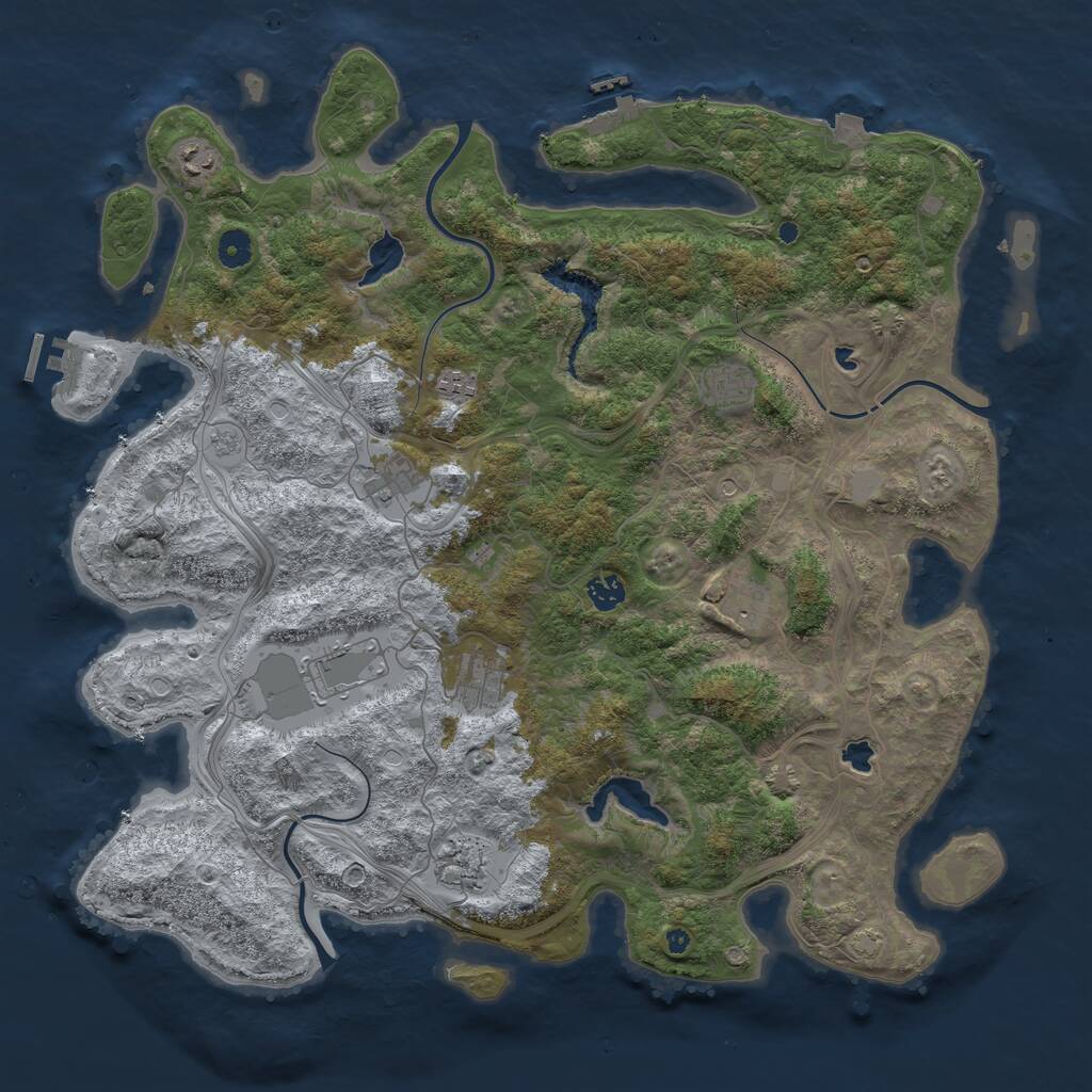 Rust Map: Procedural Map, Size: 4500, Seed: 1301866178, 15 Monuments