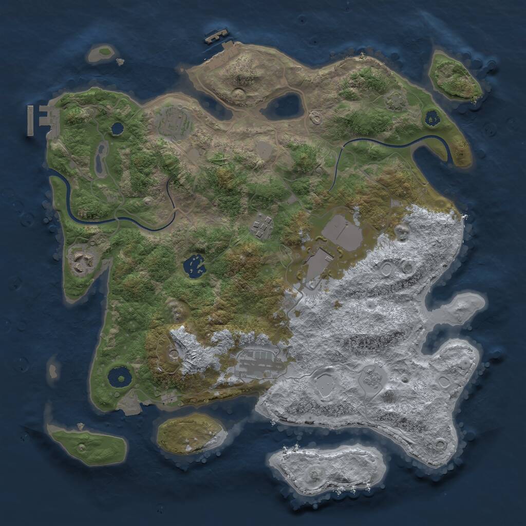 Rust Map: Procedural Map, Size: 3500, Seed: 41560, 12 Monuments