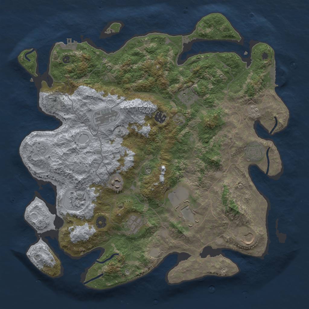 Rust Map: Procedural Map, Size: 4000, Seed: 1254629975, 19 Monuments
