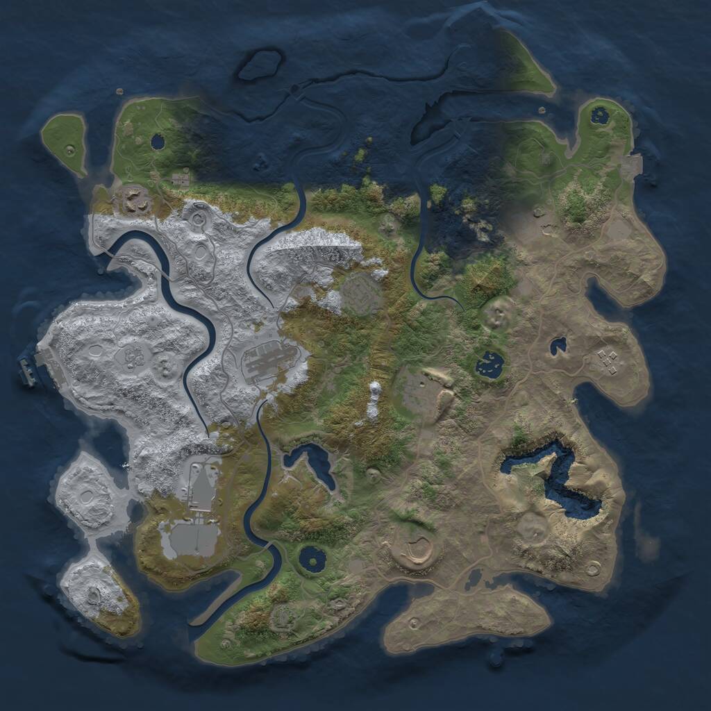 Rust Map: Procedural Map, Size: 4000, Seed: 1254629975, 15 Monuments