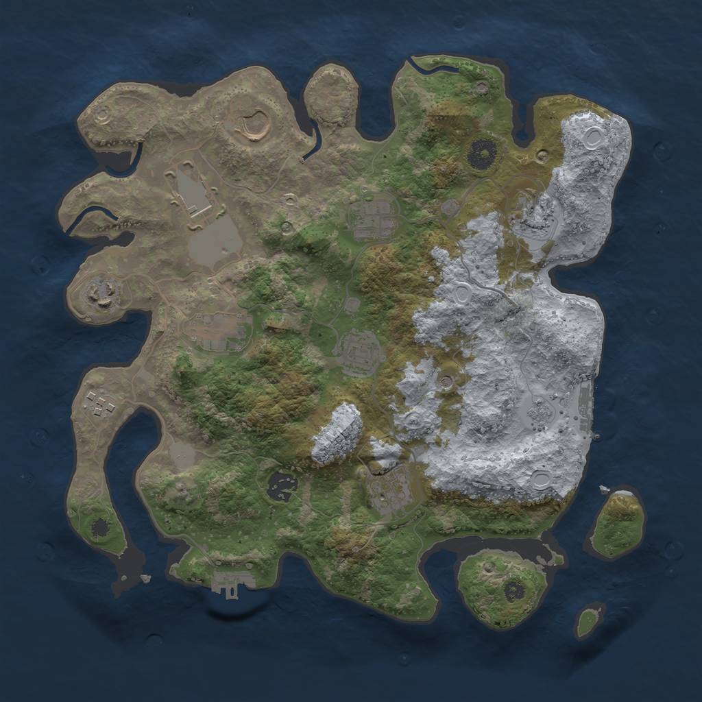 Rust Map: Procedural Map, Size: 3500, Seed: 768935153, 19 Monuments