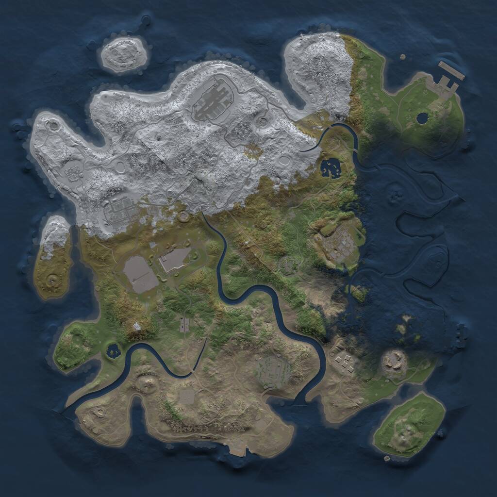 Rust Map: Procedural Map, Size: 3500, Seed: 984324, 14 Monuments