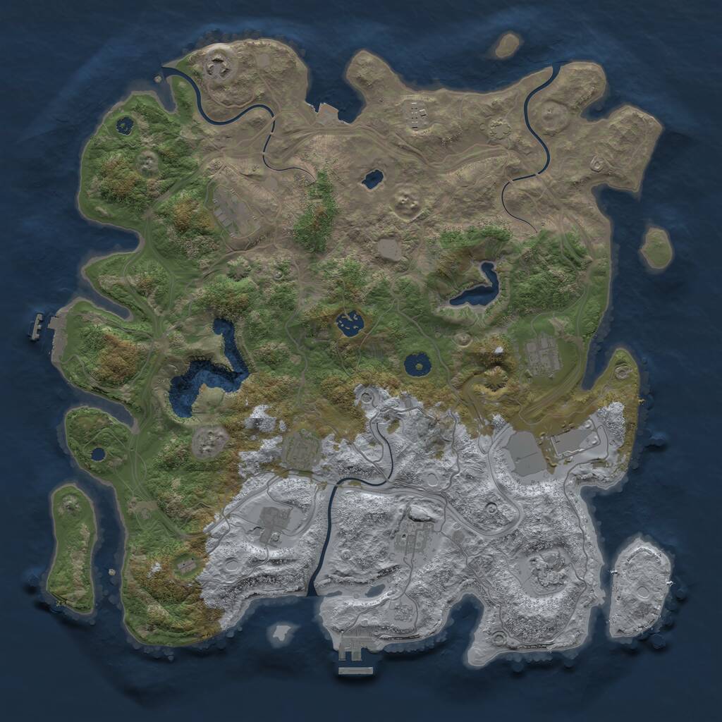 Rust Map: Procedural Map, Size: 4250, Seed: 769927446, 16 Monuments