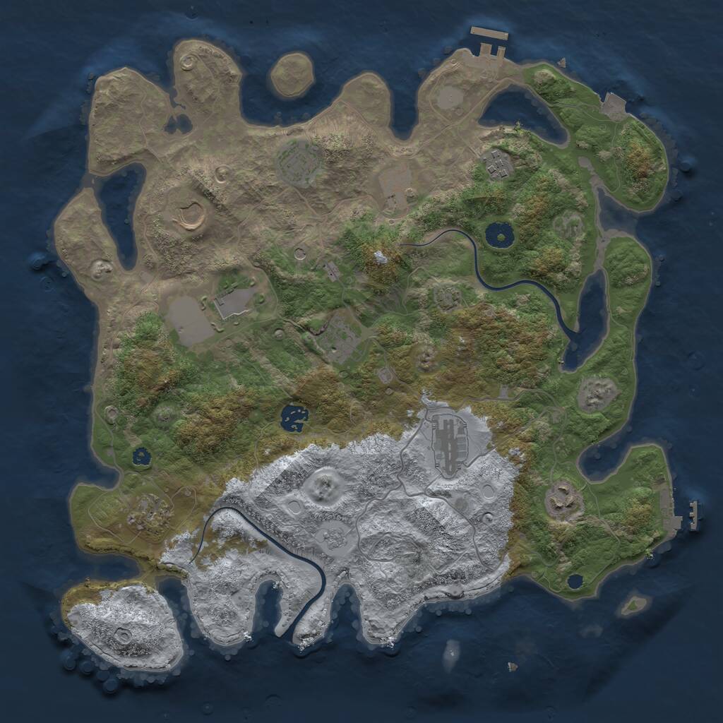 Rust Map: Procedural Map, Size: 3900, Seed: 45142, 16 Monuments