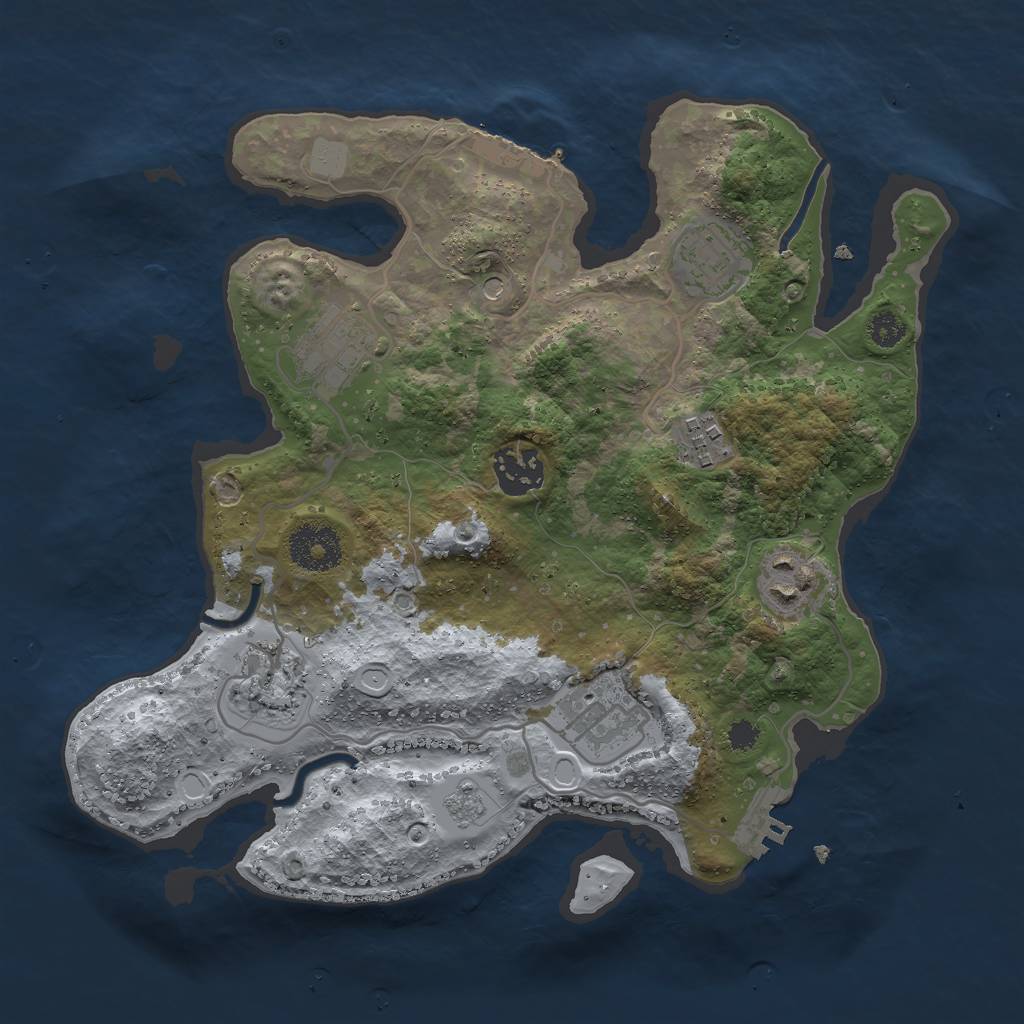 Rust Map: Procedural Map, Size: 3000, Seed: 647462745, 16 Monuments