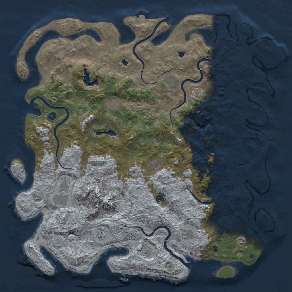 Rust Map: Procedural Map, Size: 5500, Seed: 2147483647, 16 Monuments