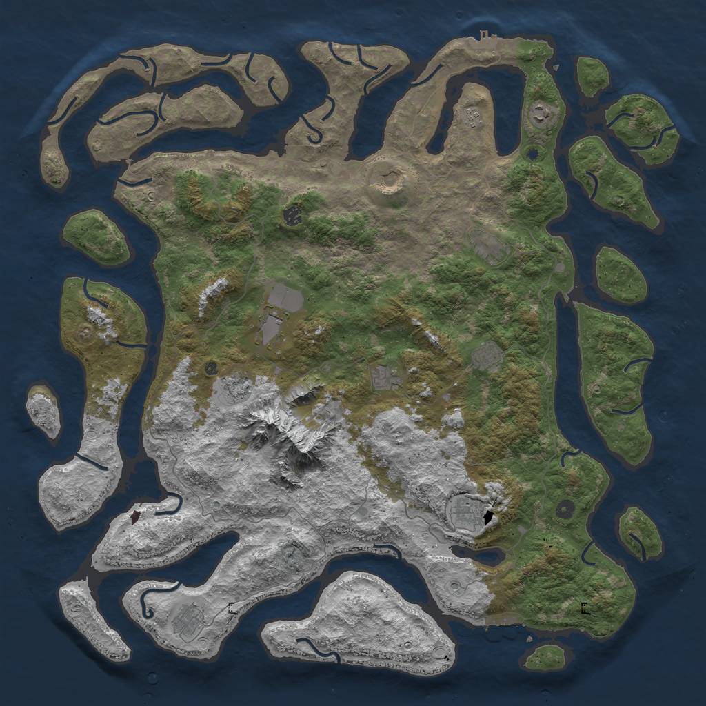 Rust Map: Procedural Map, Size: 5500, Seed: 2147483647, 19 Monuments