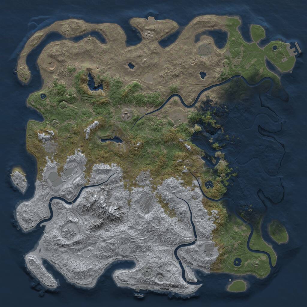Rust Map: Procedural Map, Size: 5500, Seed: 2147483647, 17 Monuments