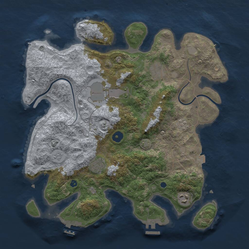 Rust Map: Procedural Map, Size: 3500, Seed: 9813, 11 Monuments