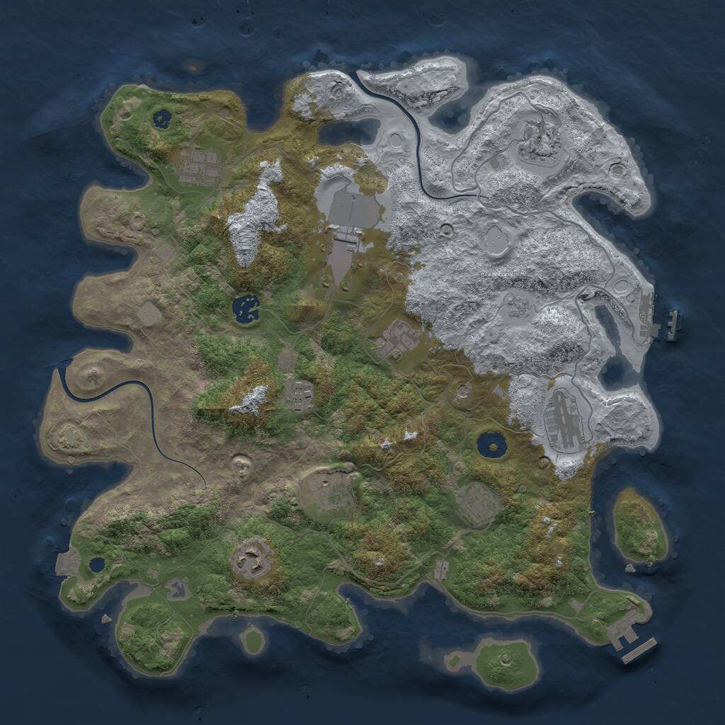 Rust Map: Procedural Map, Size: 3800, Seed: 5341068, 16 Monuments