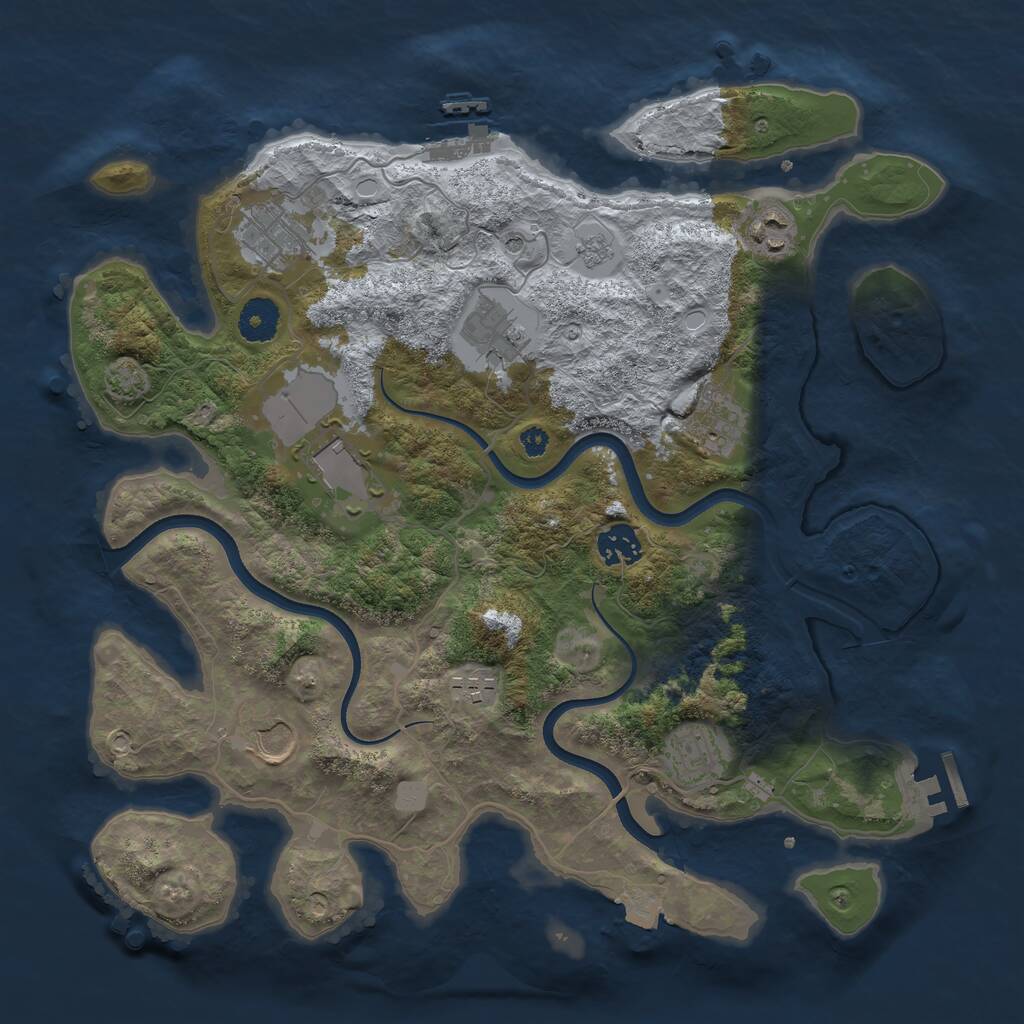 Rust Map: Procedural Map, Size: 3601, Seed: 214834333, 15 Monuments