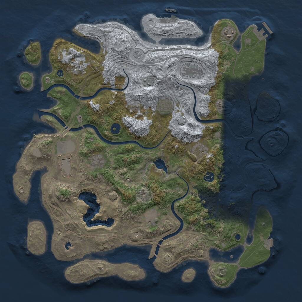 Rust Map: Procedural Map, Size: 4300, Seed: 767008618, 16 Monuments