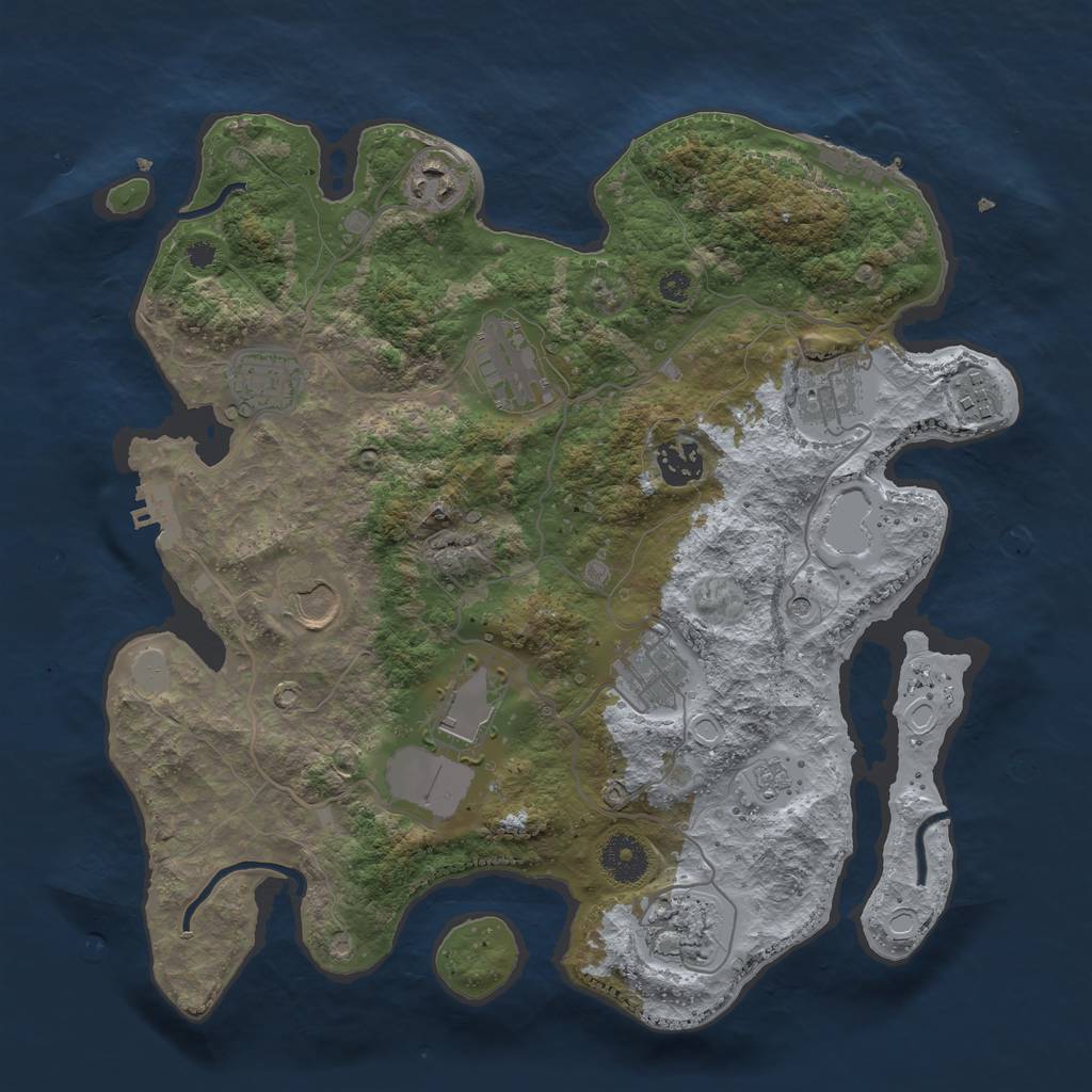 Rust Map: Procedural Map, Size: 3500, Seed: 1365164459, 19 Monuments