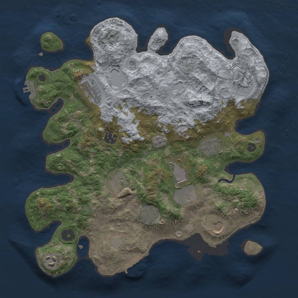 Rust Map: Procedural Map, Size: 3500, Seed: 694554165, 19 Monuments