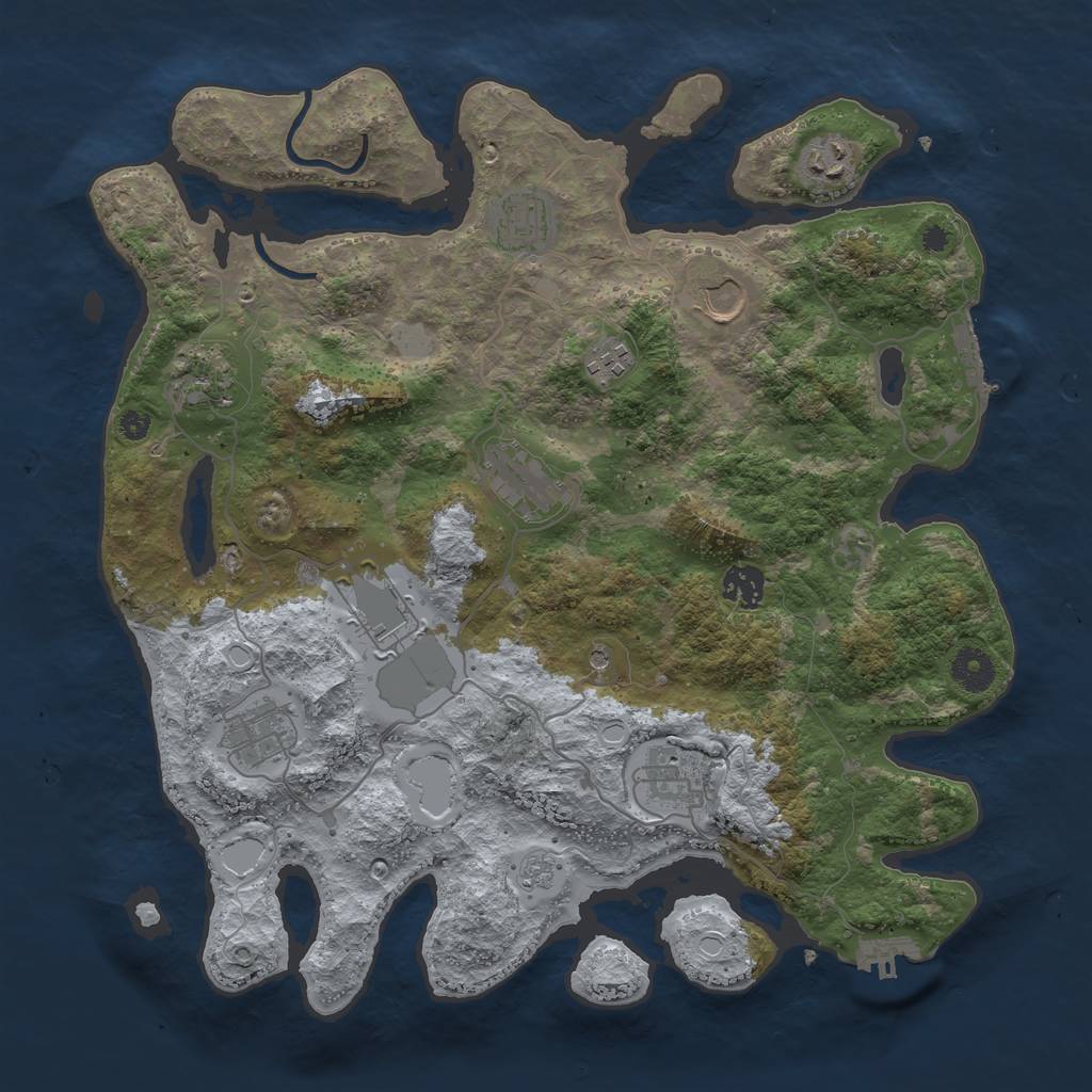 Rust Map: Procedural Map, Size: 3750, Seed: 61092188, 19 Monuments
