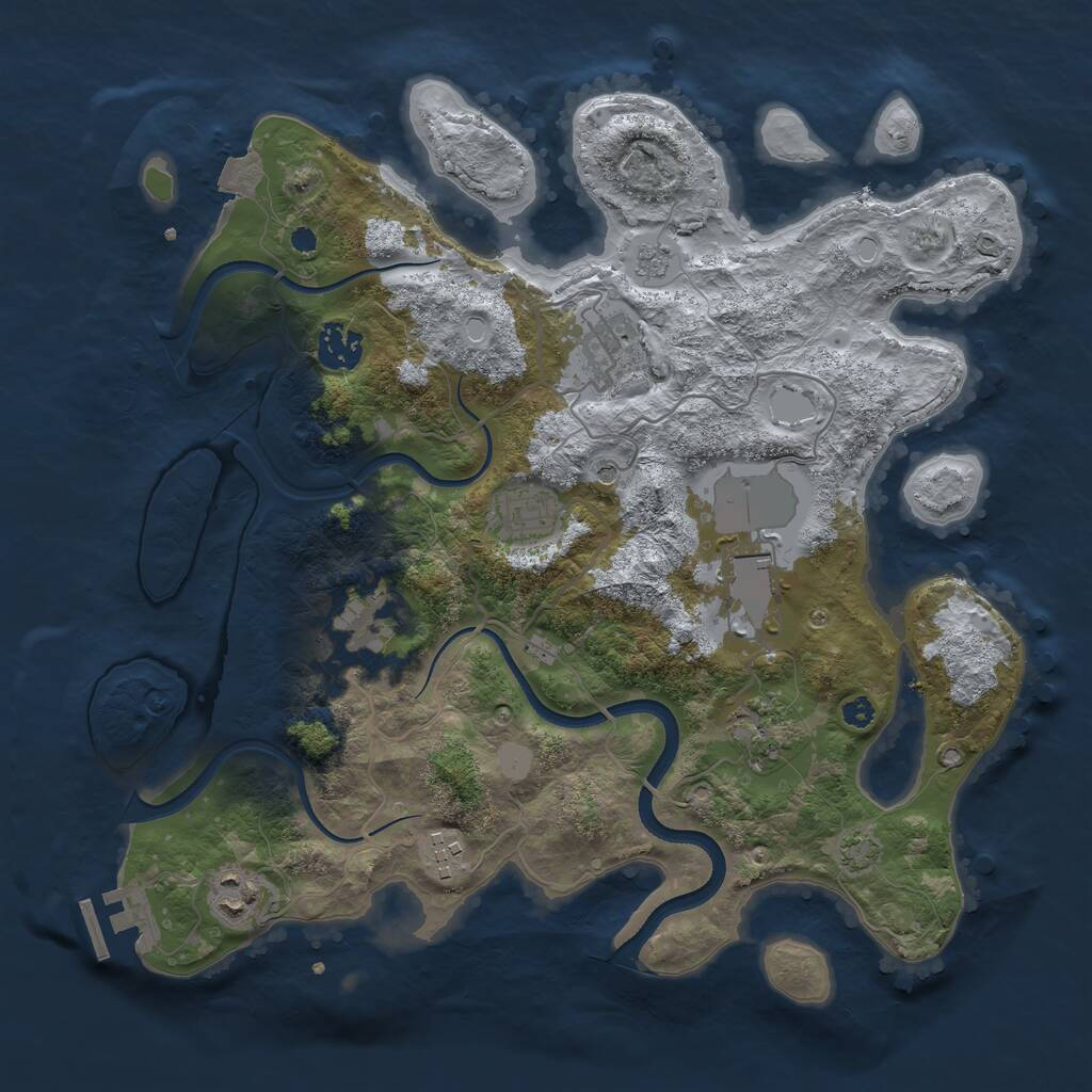 Rust Map: Procedural Map, Size: 3500, Seed: 1806389666, 13 Monuments