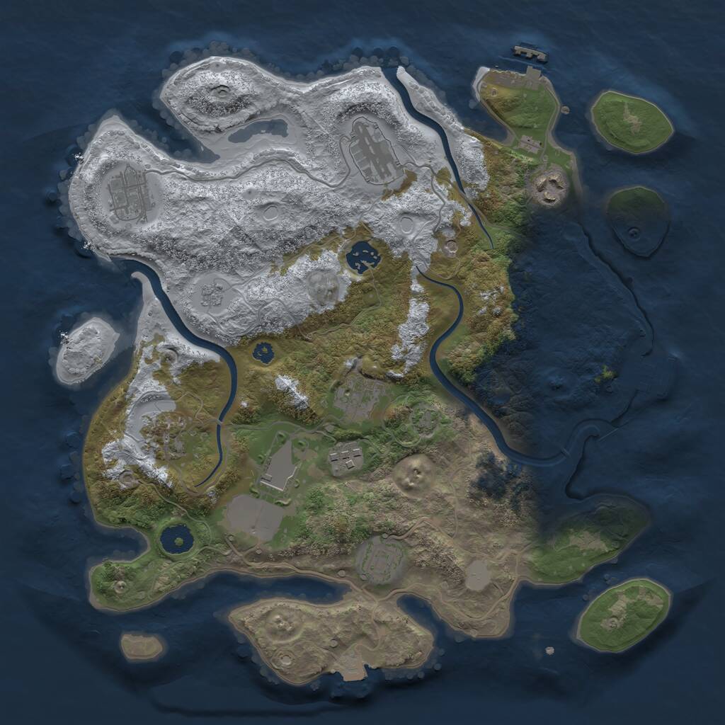 Rust Map: Procedural Map, Size: 3500, Seed: 76345342, 15 Monuments