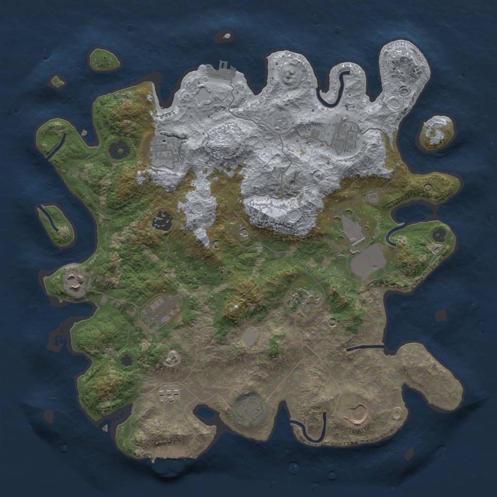 Rust Map: Procedural Map, Size: 3750, Seed: 569827, 19 Monuments